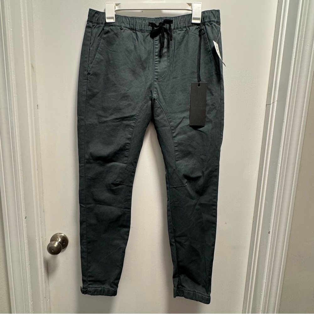 NWT Bullhead Denim Co Men’s Joggers Grey/ Green Size Medium Skinny Drawstring